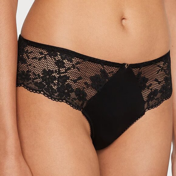 Victoria's Secret Love Cloud Hiphugger Panty in Lace Trim Black Small NEW - Picture 2 of 7